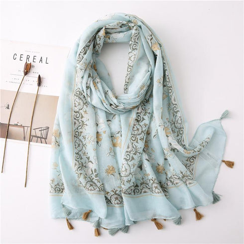 Small Fresh Cotton and Hemp Scarf Bohemian Printed Scarf